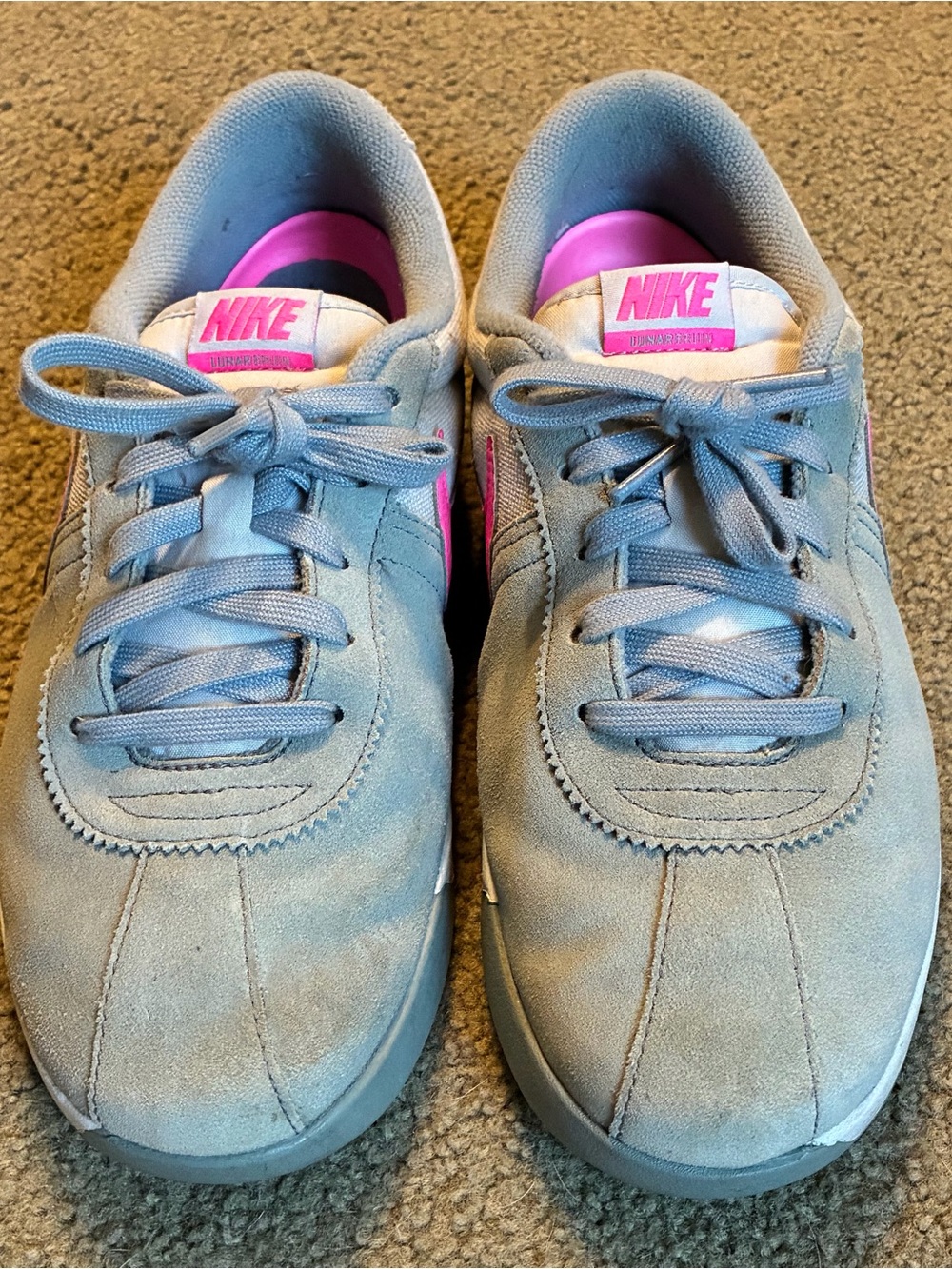 NIKE LUNARLON Women Golf Shoes 8.5W Gray Suede Pink Swoosh
